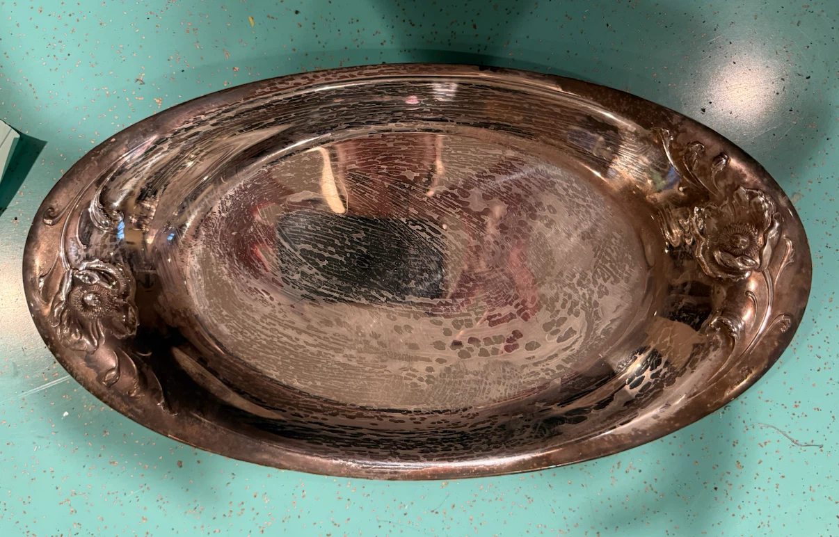 Vintage Oval Silver-Plated Decorative Tray