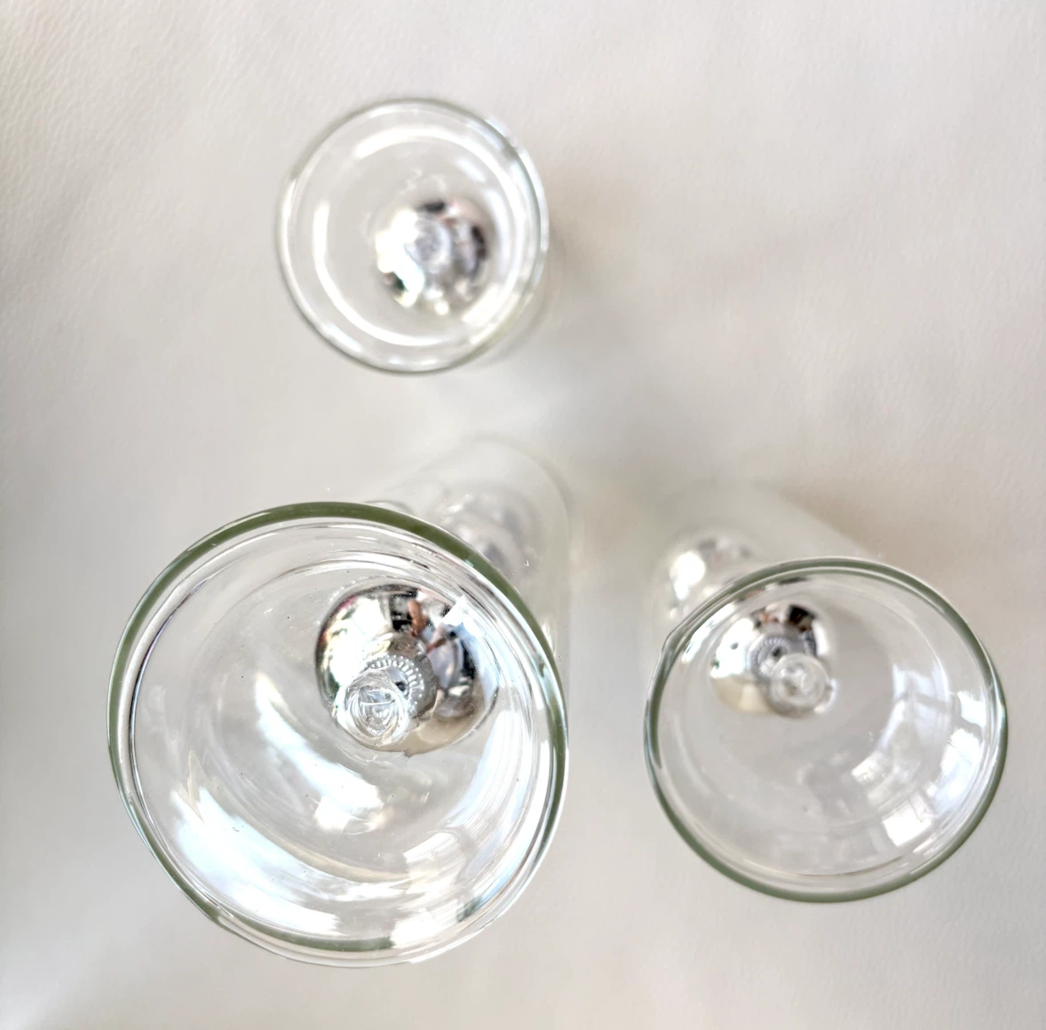Set of 3 Clear Glass Candle Holders with Silver Ornaments - photo 4