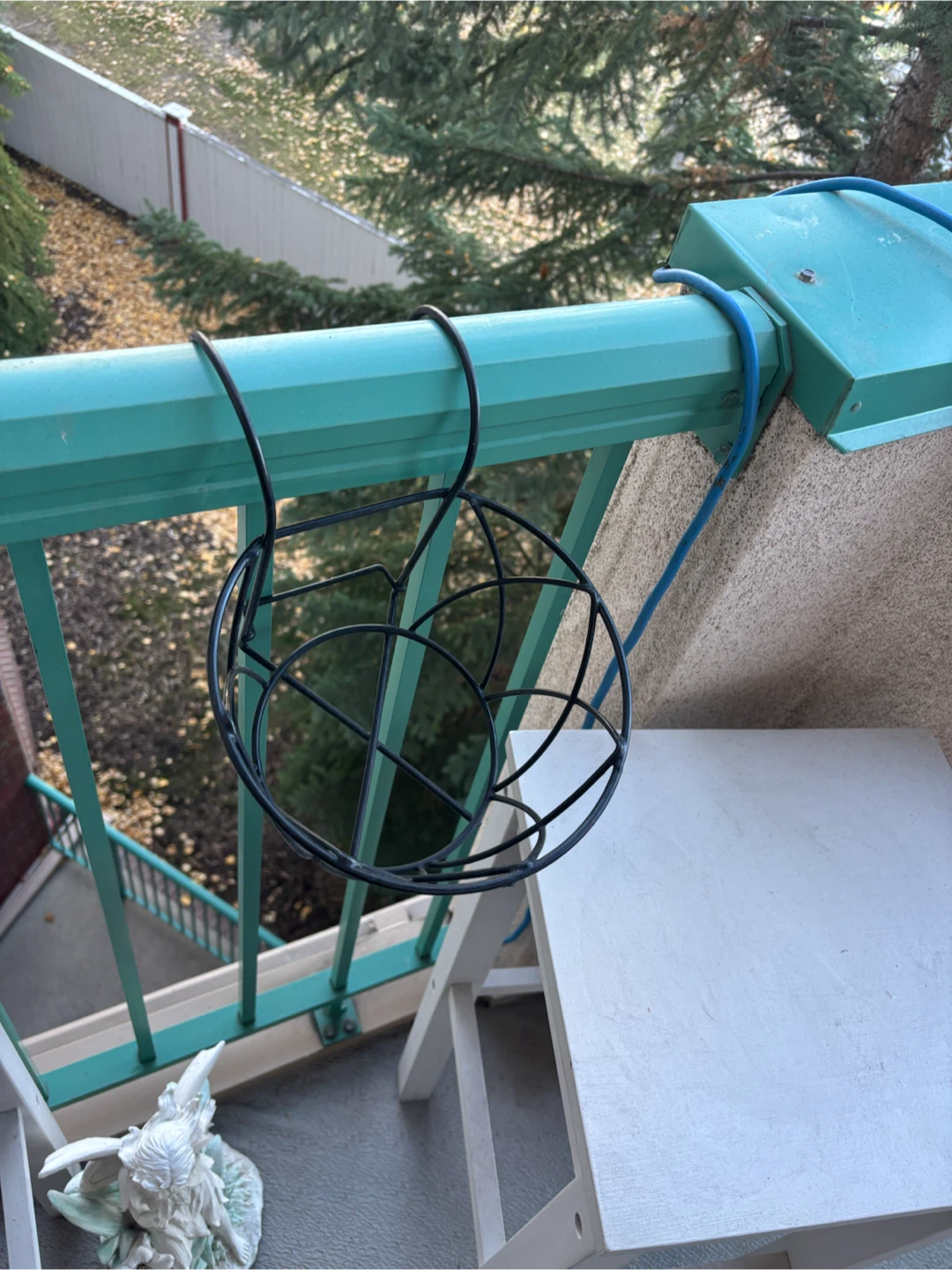 Black Metal Railing Hanging Planter Basket
