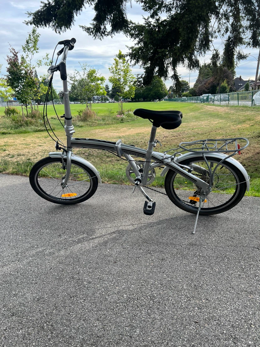 Silver Folding Bicycle