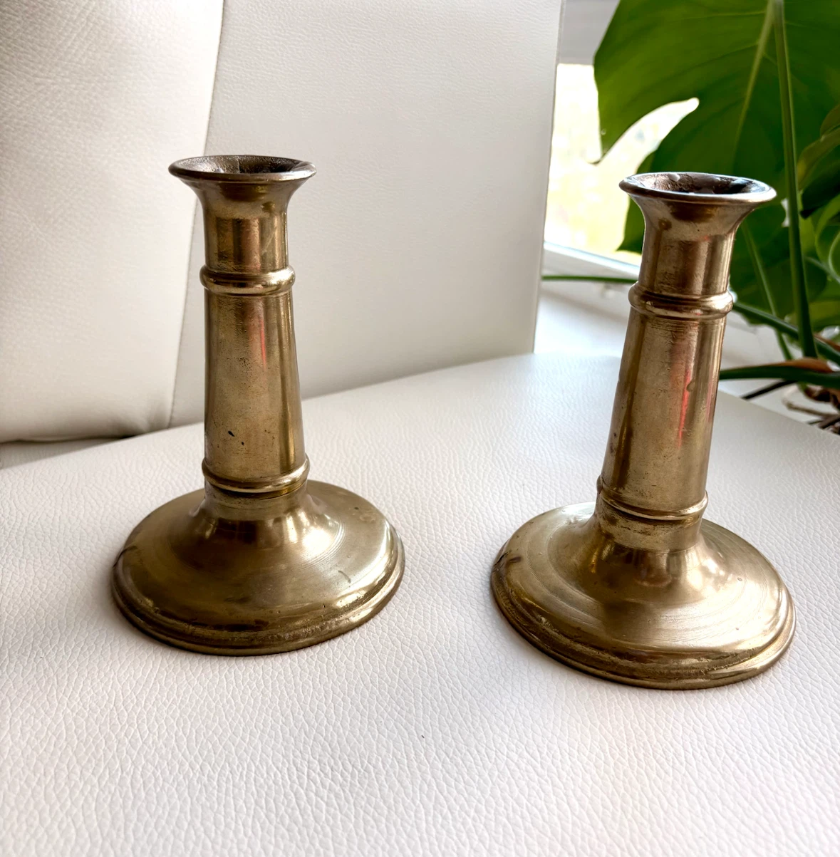 Set of Two Vintage Brass Candle Holders - photo 2
