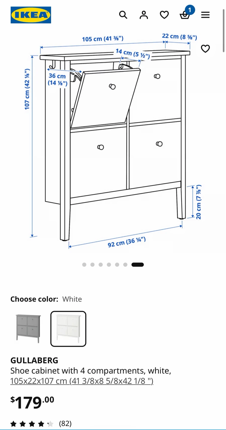 Narrow Shoe cabinet with 4 compartments, White - photo 3
