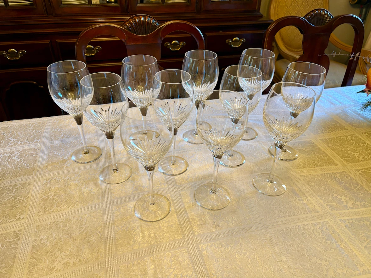 Set of 11 Crystal Wine Glasses by Atlantis “Cello” pattern