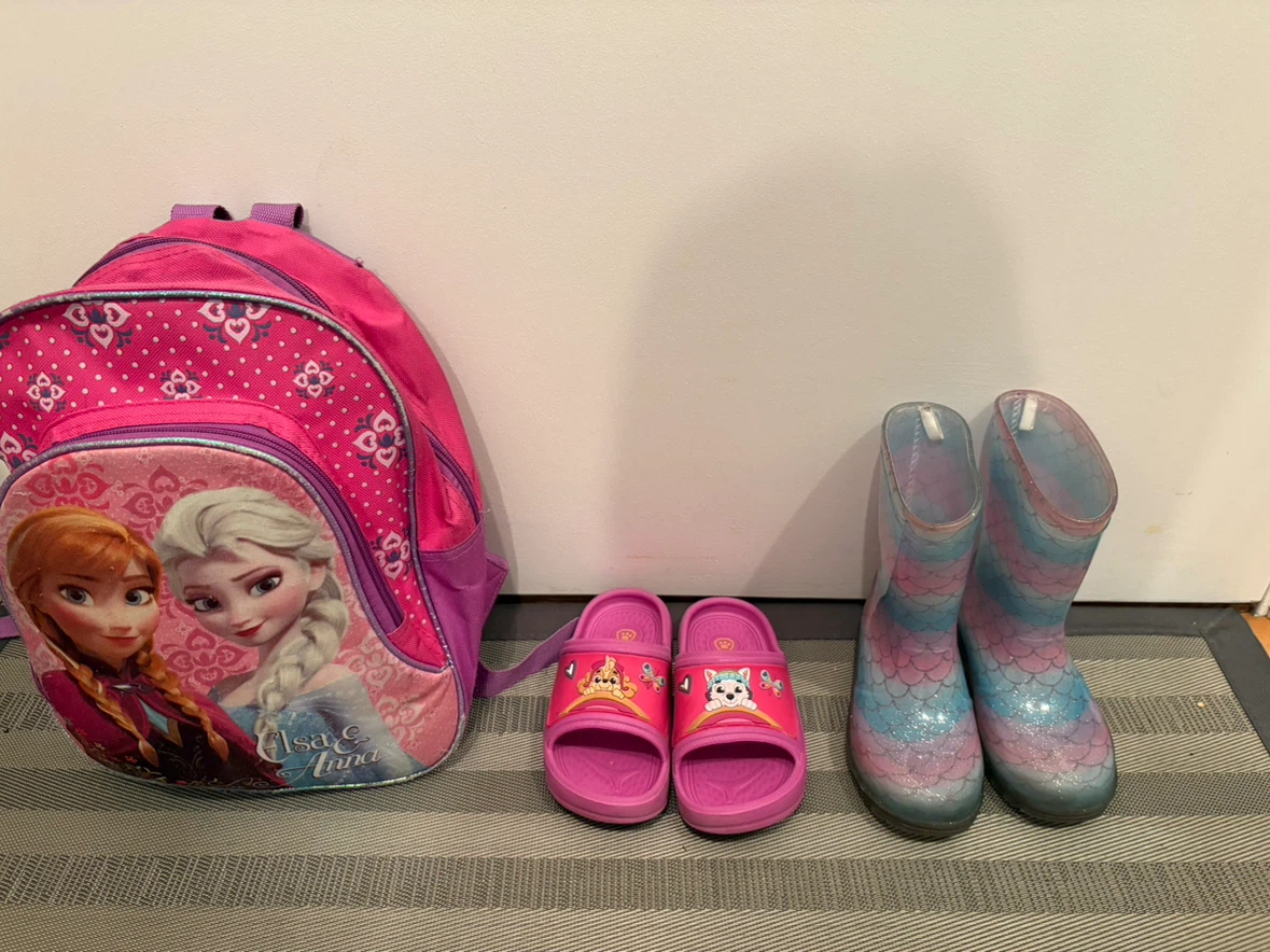 Frozen Backpack, Paw Patrol Sandals, and Mermaid Boots