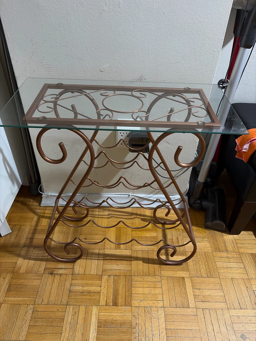 Metal and Glass Wine Rack Side Table - photo 2
