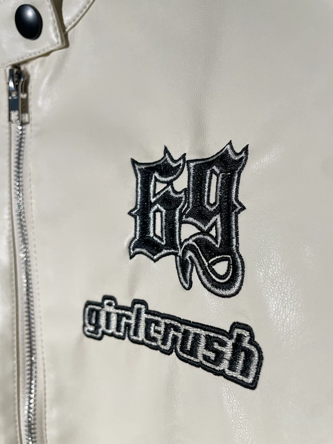 Yukahouse Cropped Moto Racing Jacket Black Faux Leather Y2K - photo 5