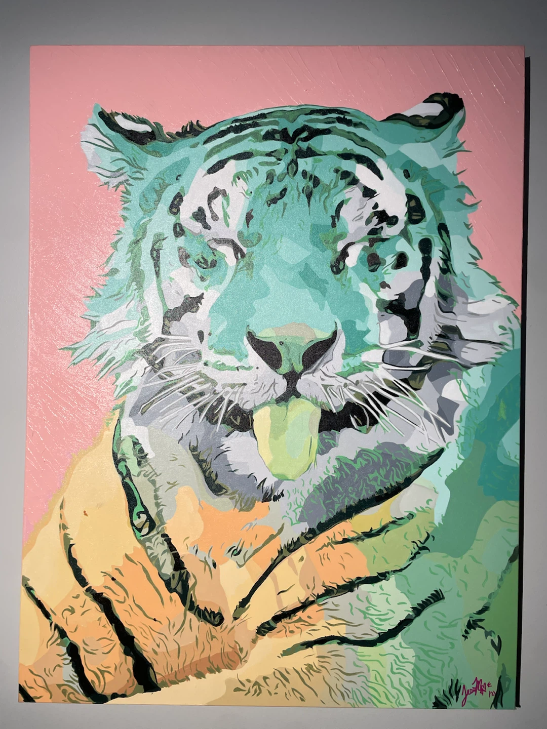 Pop Art Original Tiger Acrylic Painting on Canvas (30" x 40")