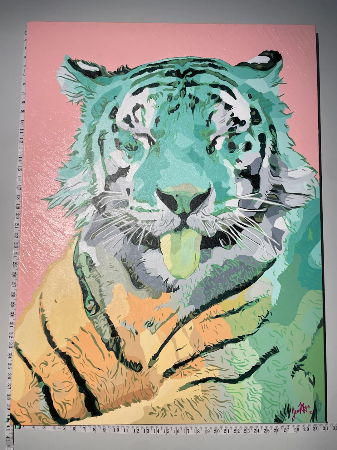 Pop Art Original Tiger Acrylic Painting on Canvas (30" x 40") - photo 4
