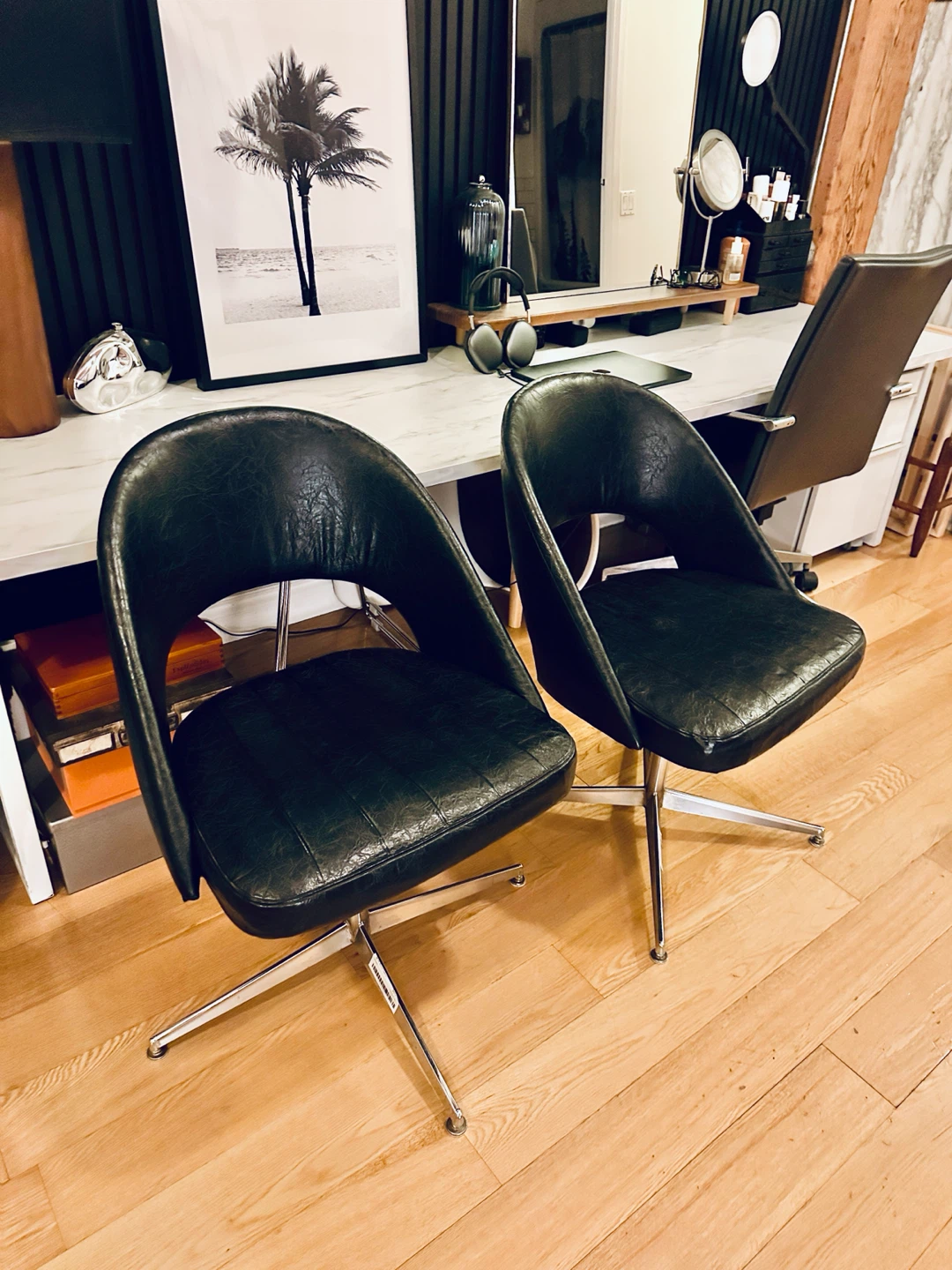 2 VINTAGE MCM CHROME ACCENT CHAIRS DINING DESK SIDE OFFICE