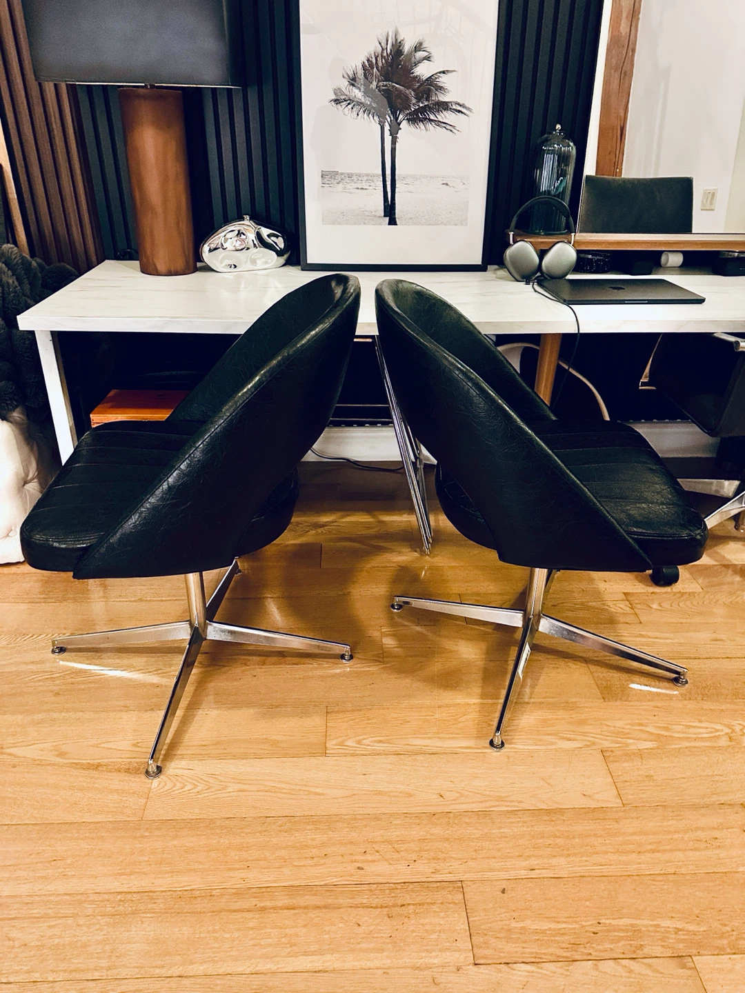 2 VINTAGE MCM CHROME ACCENT CHAIRS DINING DESK SIDE OFFICE - photo 2