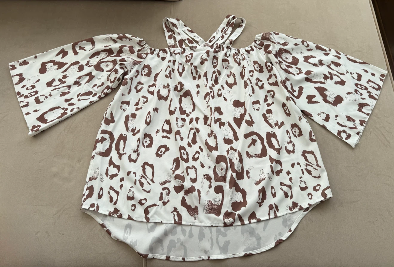 Leopard Print Off-Shoulder Top - Large