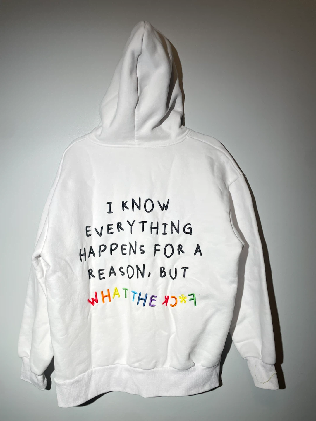 Sarai White Graphic Hoodie with Embroidered Back