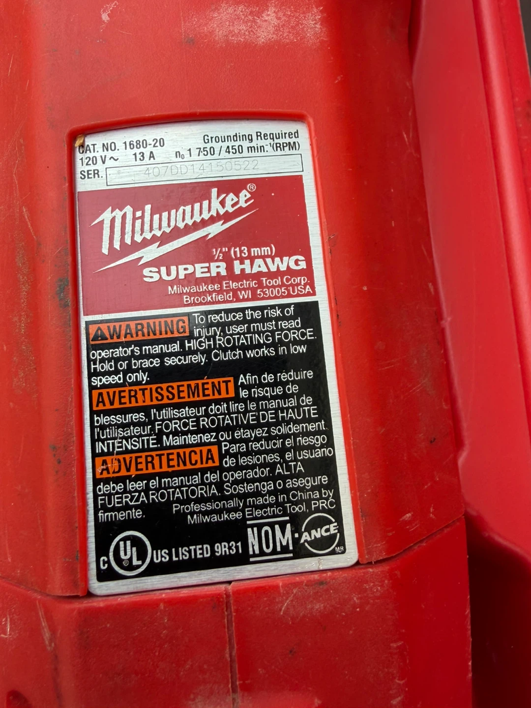 Milwaukee Super Hawg 1680-20 Drill - photo 2