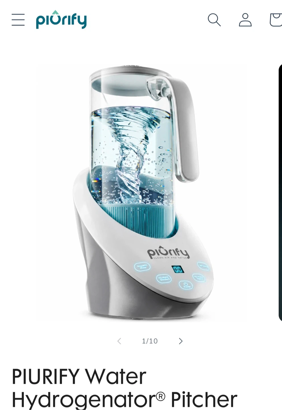 Piurify Water Hydrogenator Pitcher