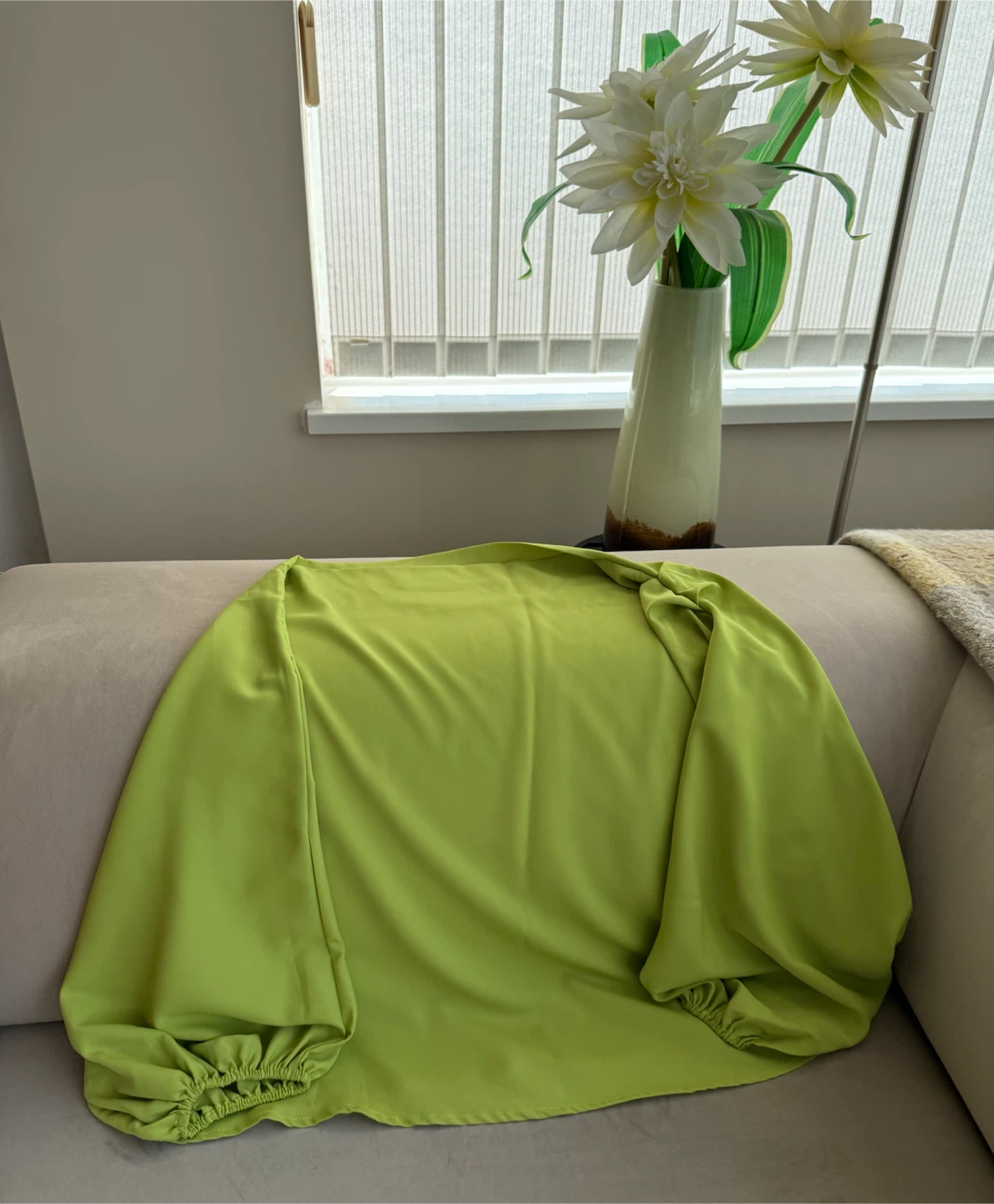 Lime Green Off-Shoulder Balloon Sleeve Blouse