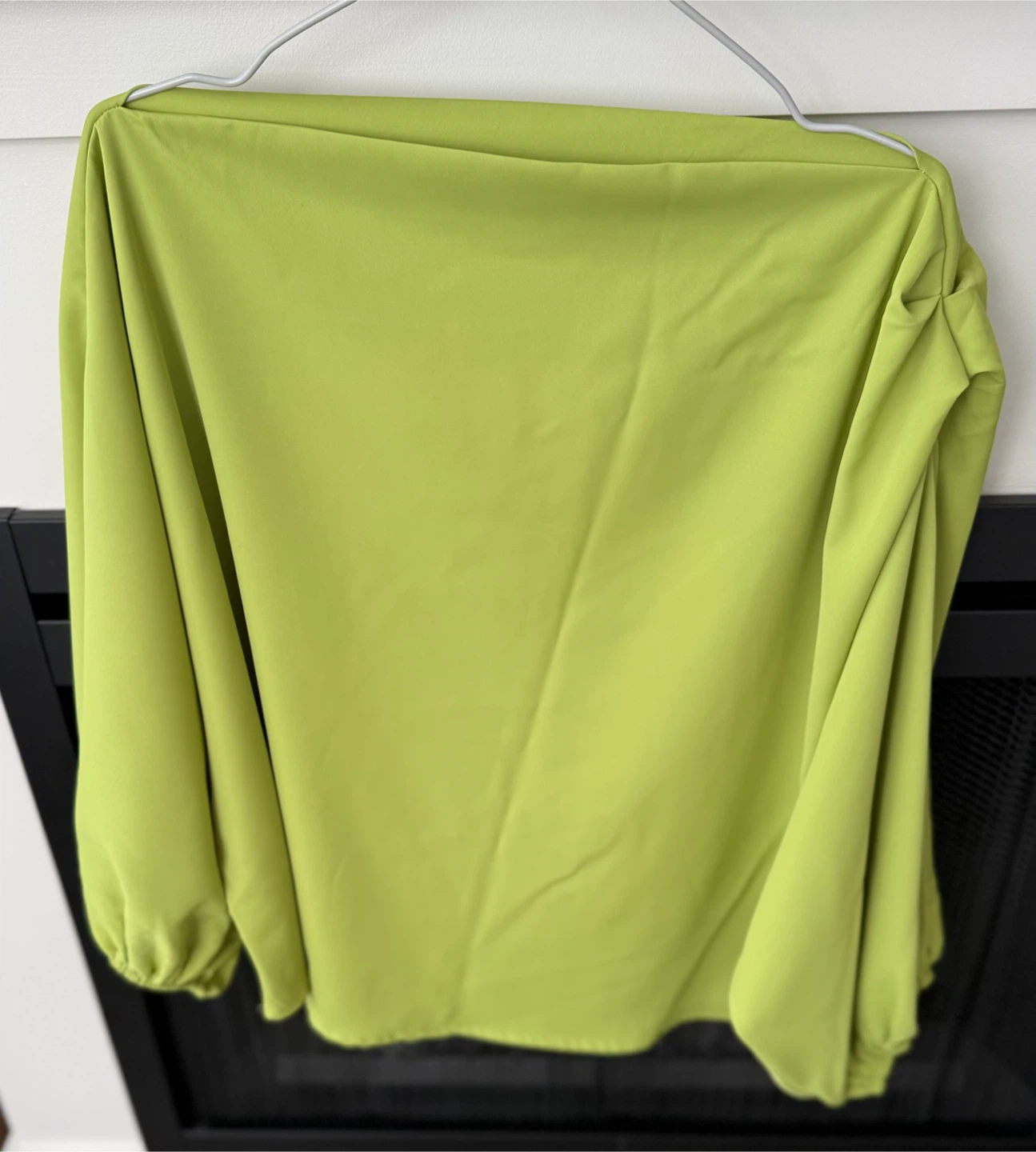 Lime Green Off-Shoulder Balloon Sleeve Blouse - photo 2