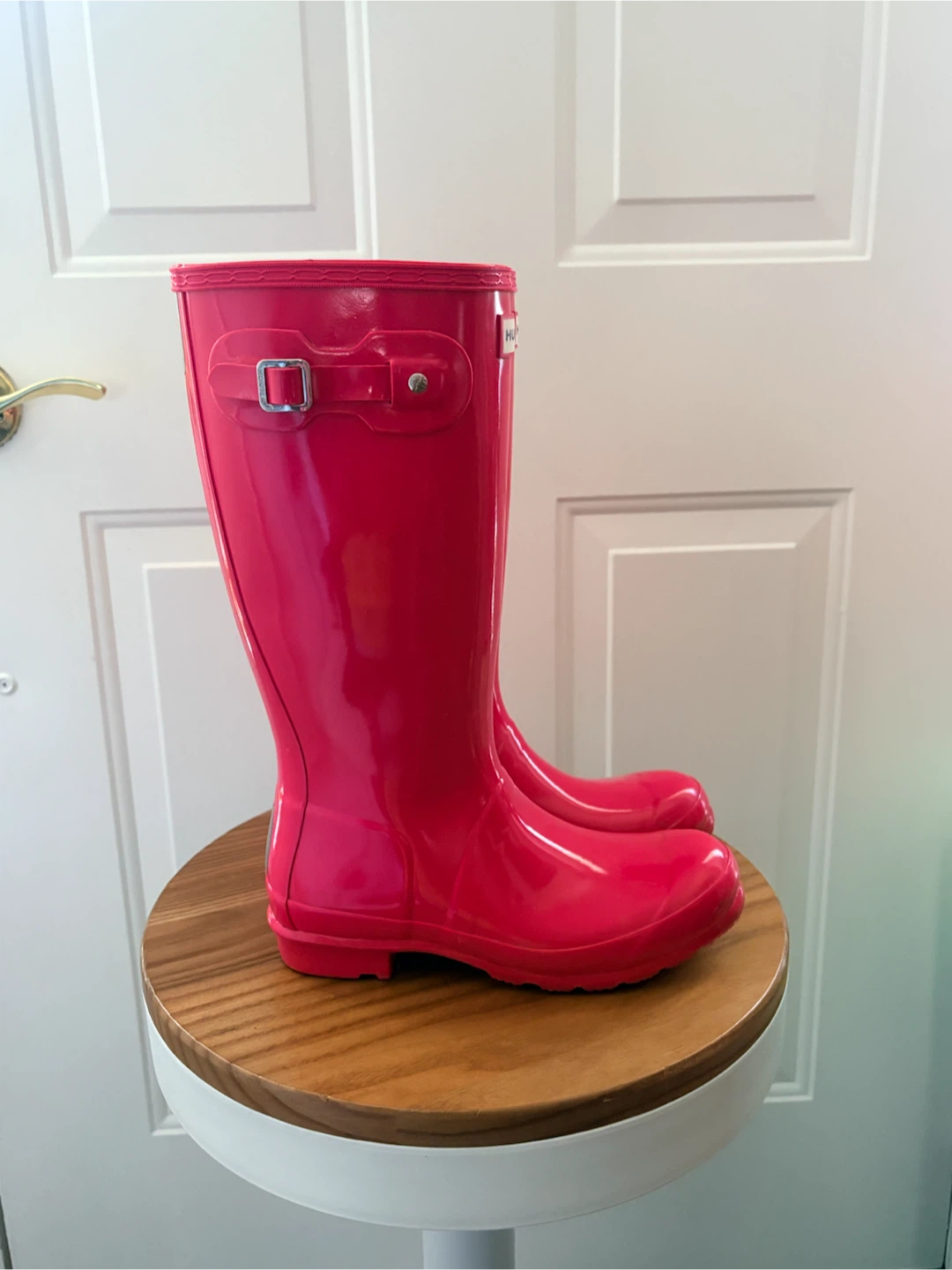 Girls Hunter Gloss Rain Boots Bright Pink - size 5 - photo 4
