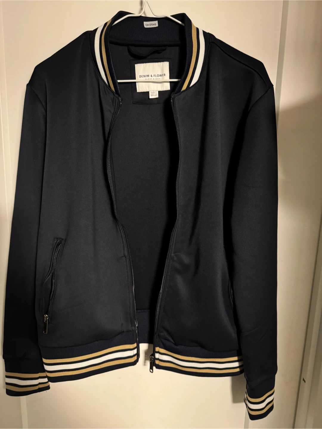 Denim & Flower Bomber Jacket - Navy - Size Small