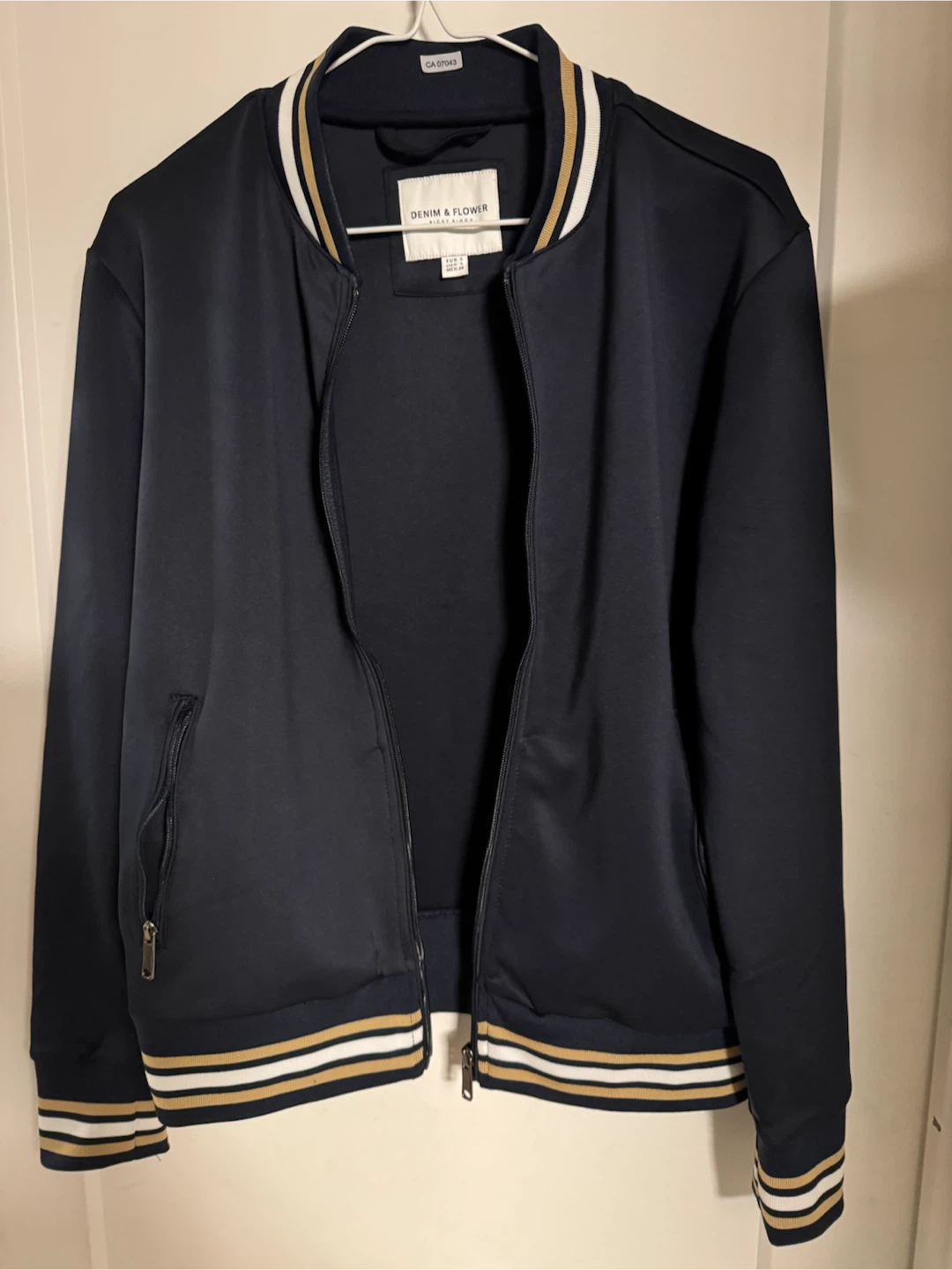 Denim & Flower Bomber Jacket - Navy - Size Small - photo 2