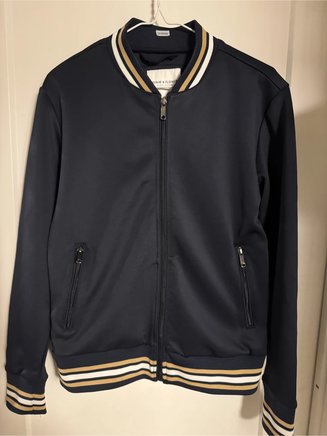 Denim & Flower Bomber Jacket - Navy - Size Small - photo 4
