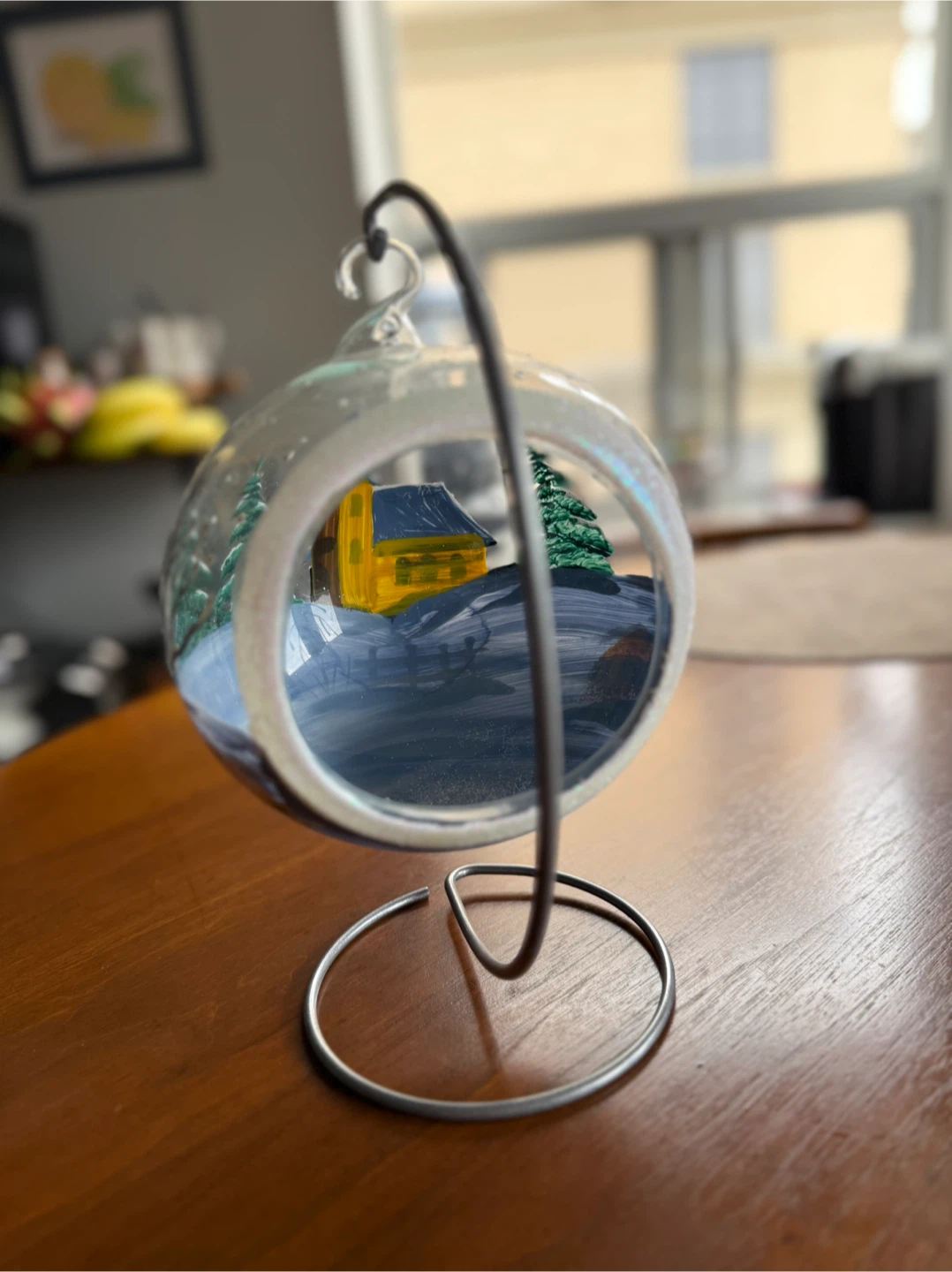 Hand Painted Glass Ornament with Metal Stand - photo 2