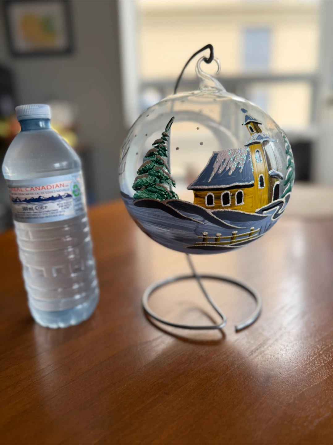 Hand Painted Glass Ornament with Metal Stand - photo 3