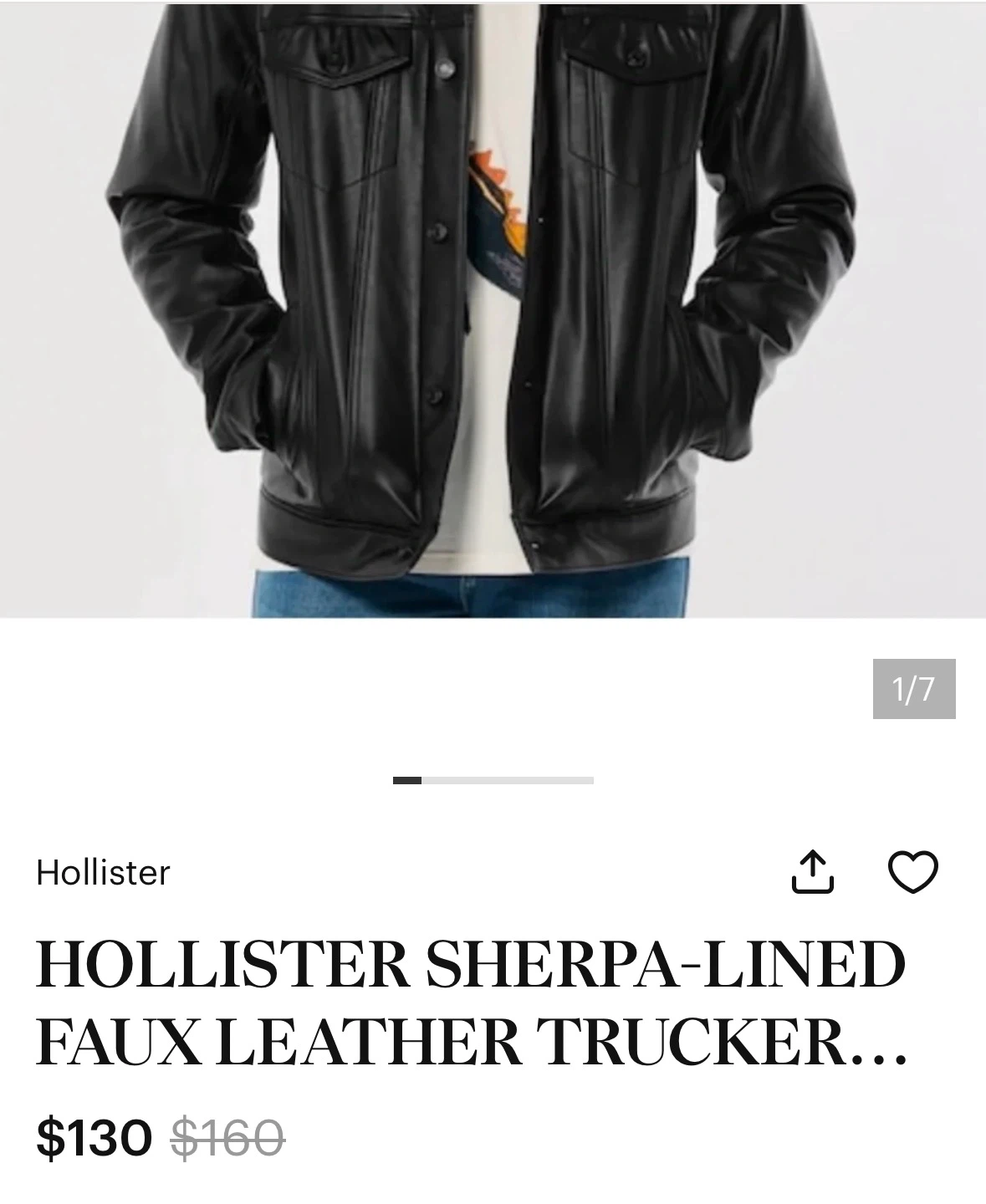 Hollister Sherpa-Lined Faux Leather Trucker Jacket - photo 3