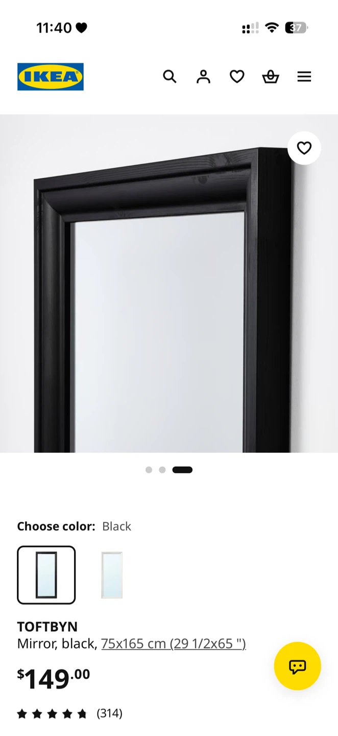 IKEA TOFTBYN Mirror Black - photo 2