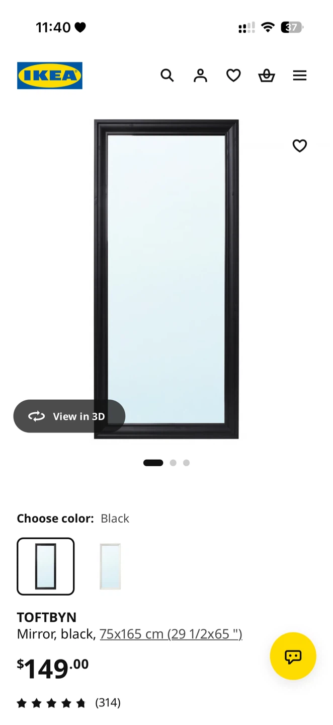 IKEA TOFTBYN Mirror Black - photo 3