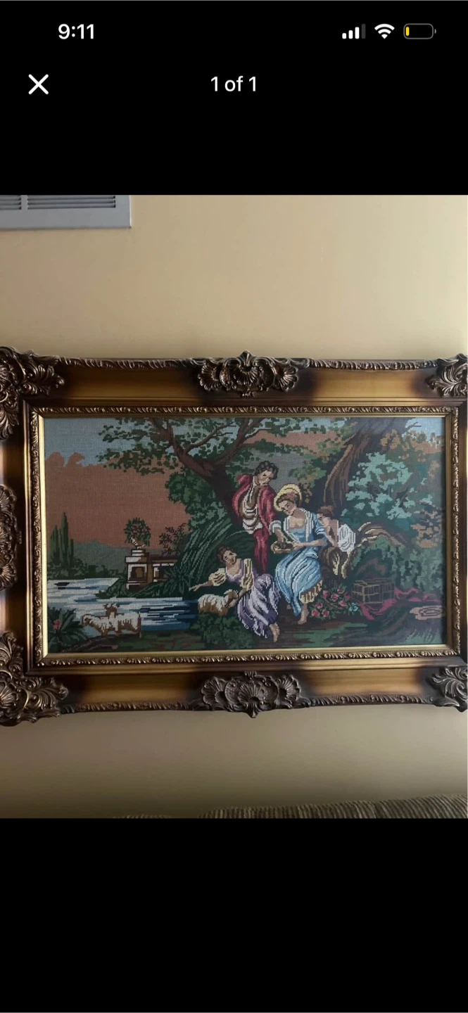 Vintage Framed Needlepoint Wall Art