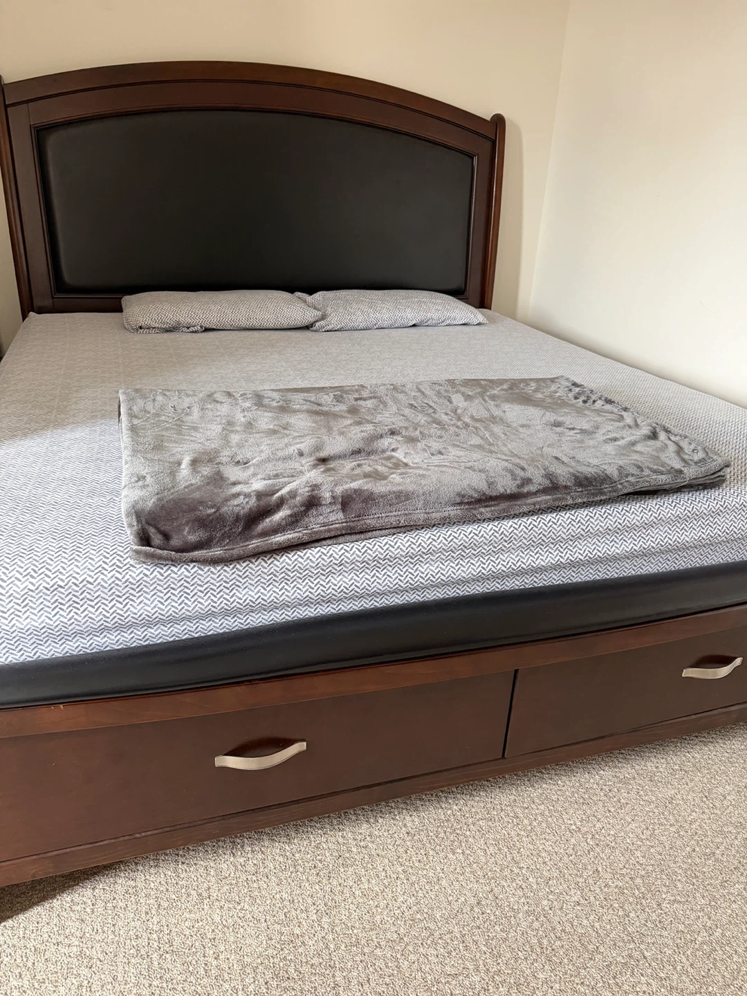 Dark Wood king Storage Bed Frame with two side tables