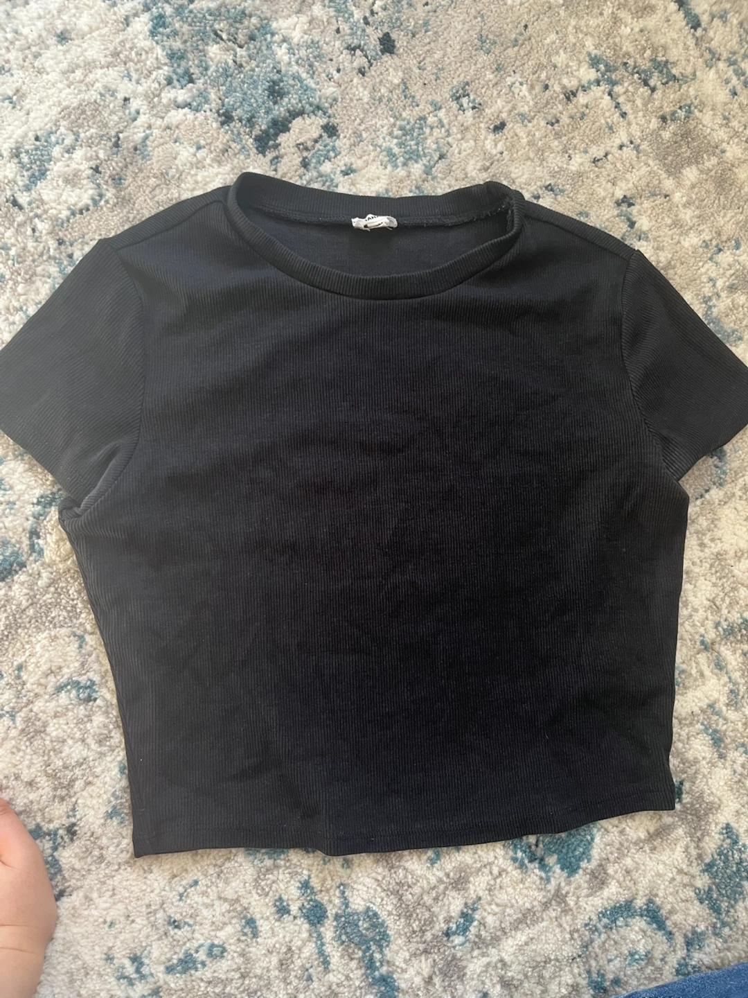 Garage black ribbed crop top