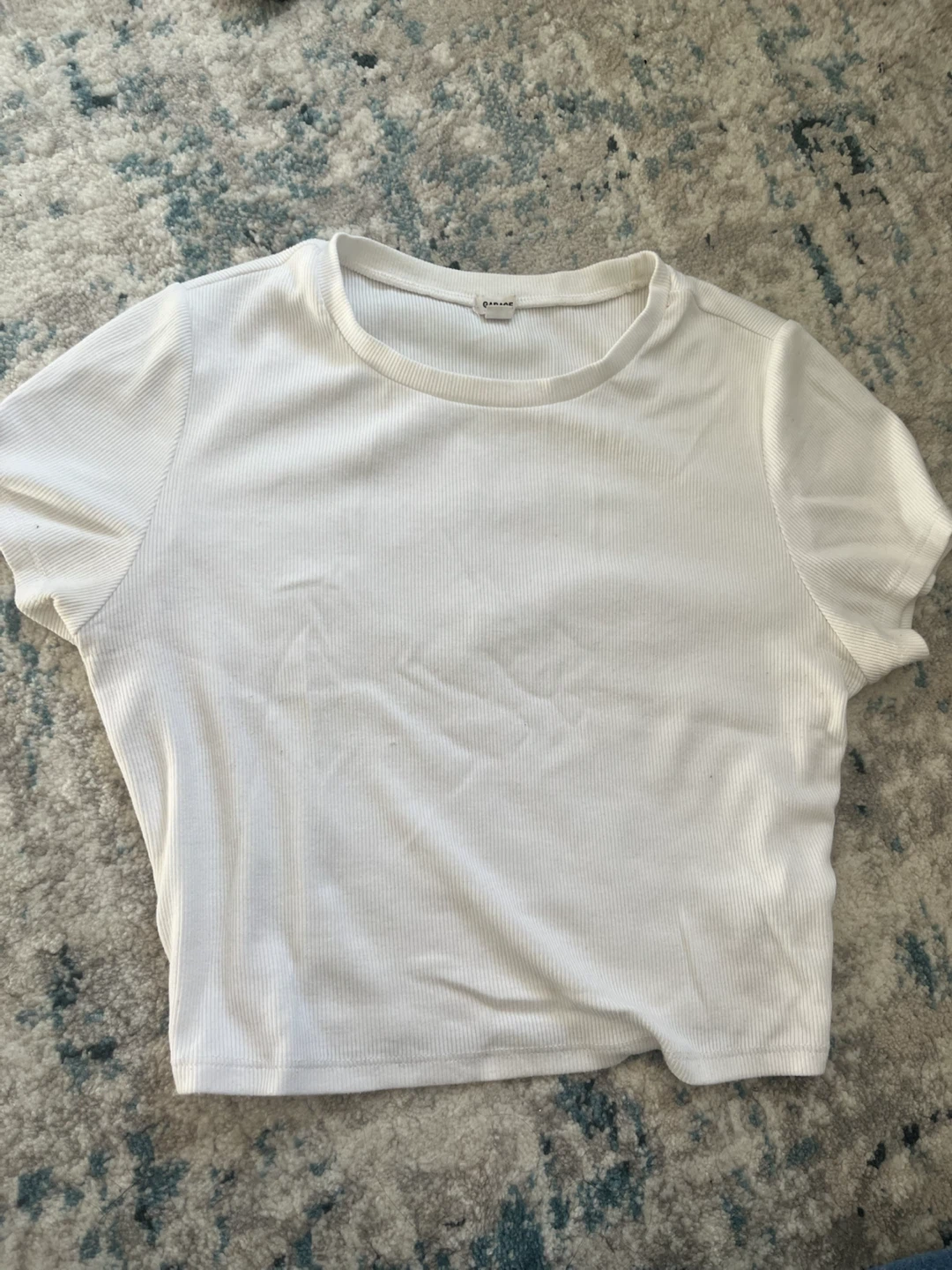 Garage White Ribbed Crop Top