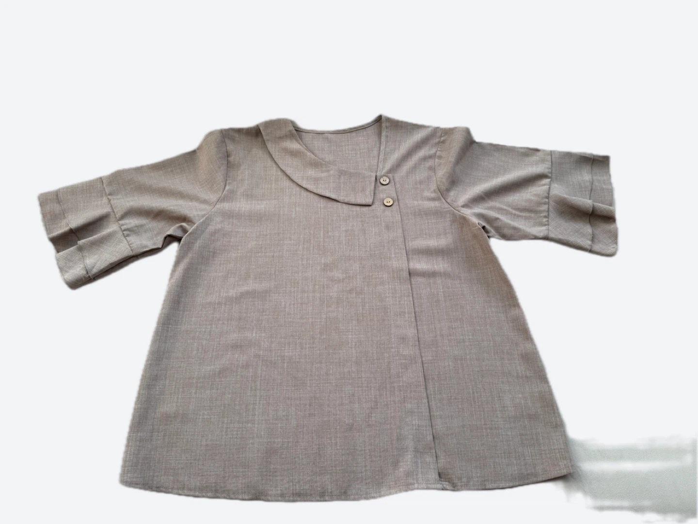 Brown Flare-Sleeve Blouse