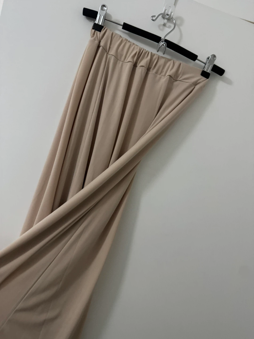 Beige Elastic Waist Midi Skirt - photo 5