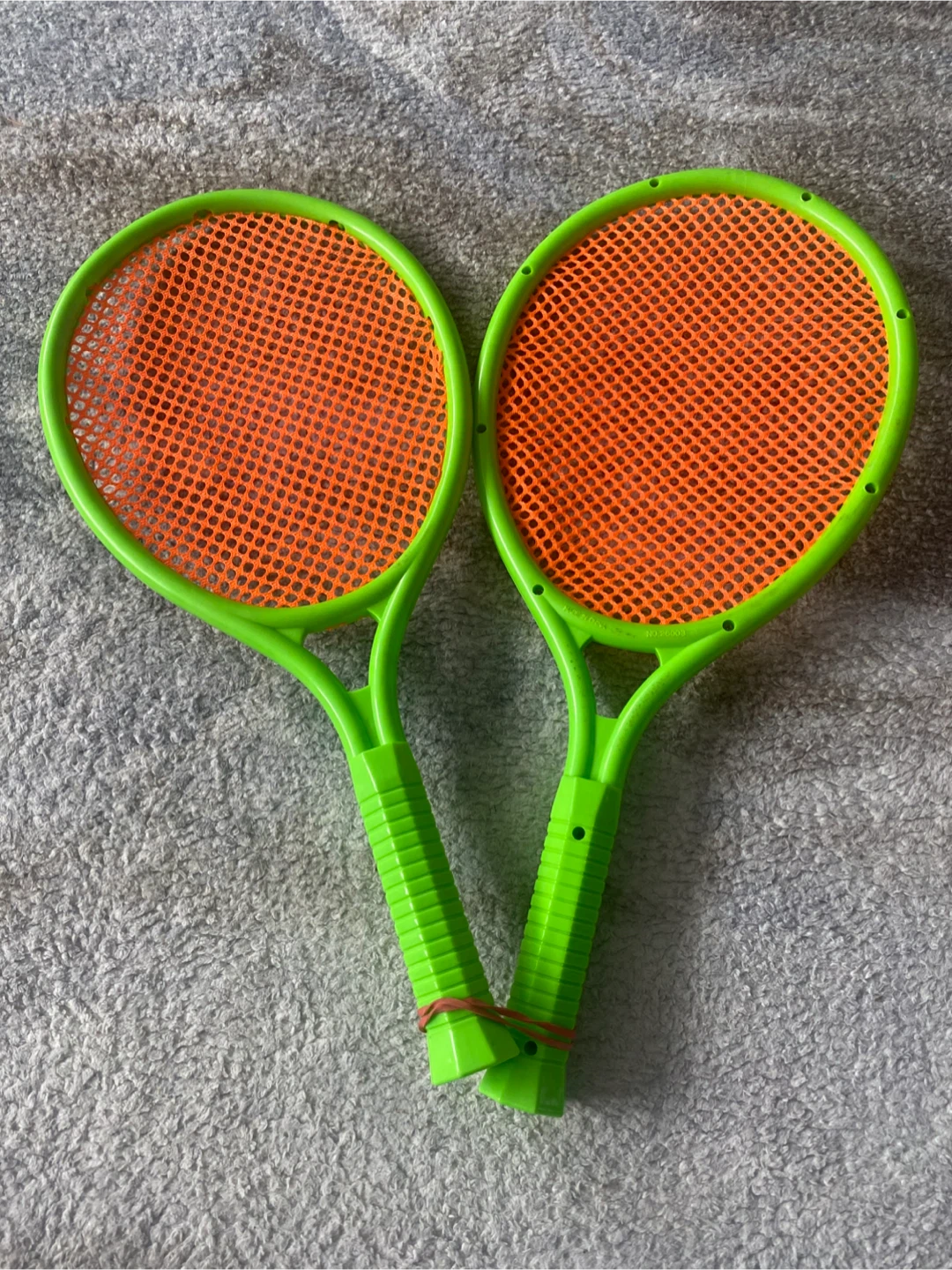 Set of Two Green Plastic Toy Tennis Rackets