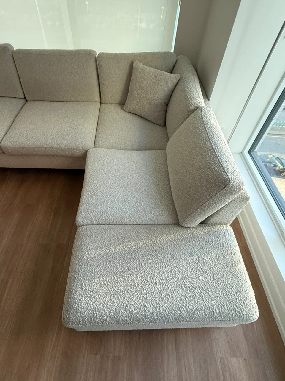 Cream Bouclé L-Shaped Sectional Sofa - photo 4