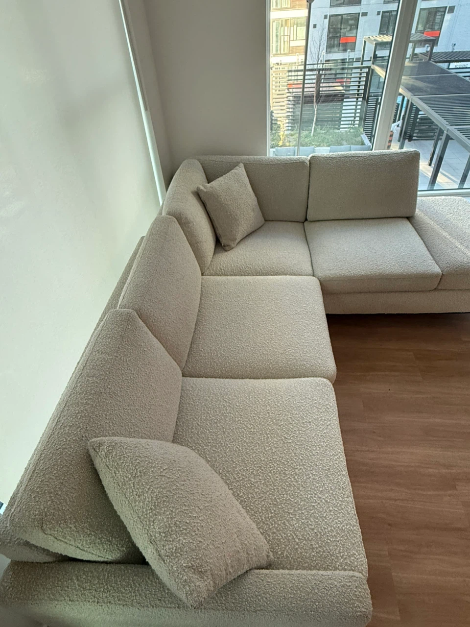 Cream Bouclé L-Shaped Sectional Sofa - photo 5