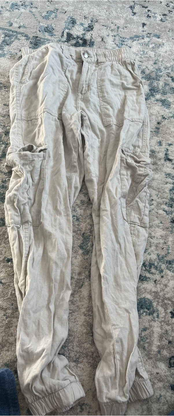 Harlow Beige Cargo Joggers XS