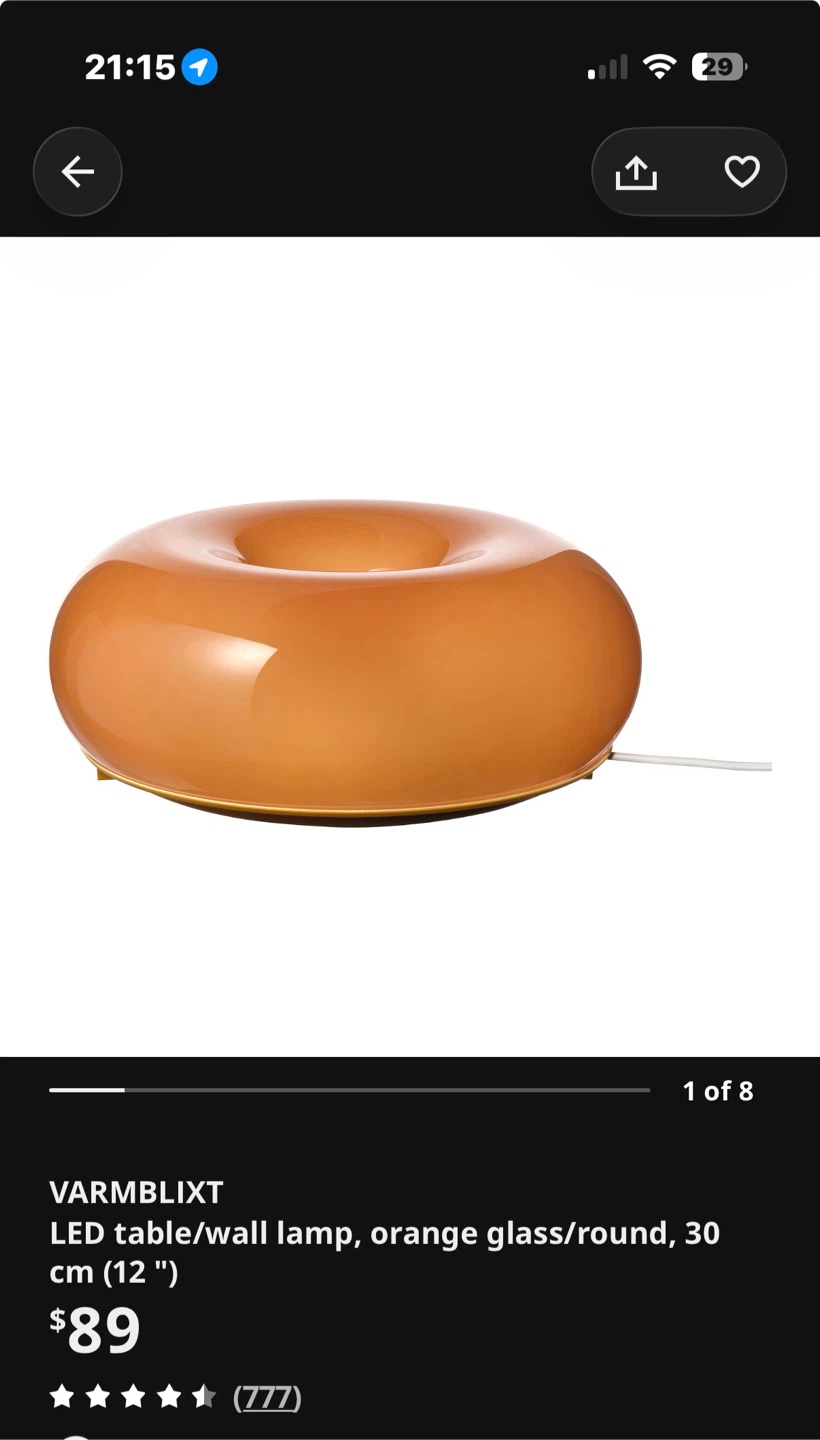 IKEA VARMBLIKT Orange Glass LED Lamp - photo 2