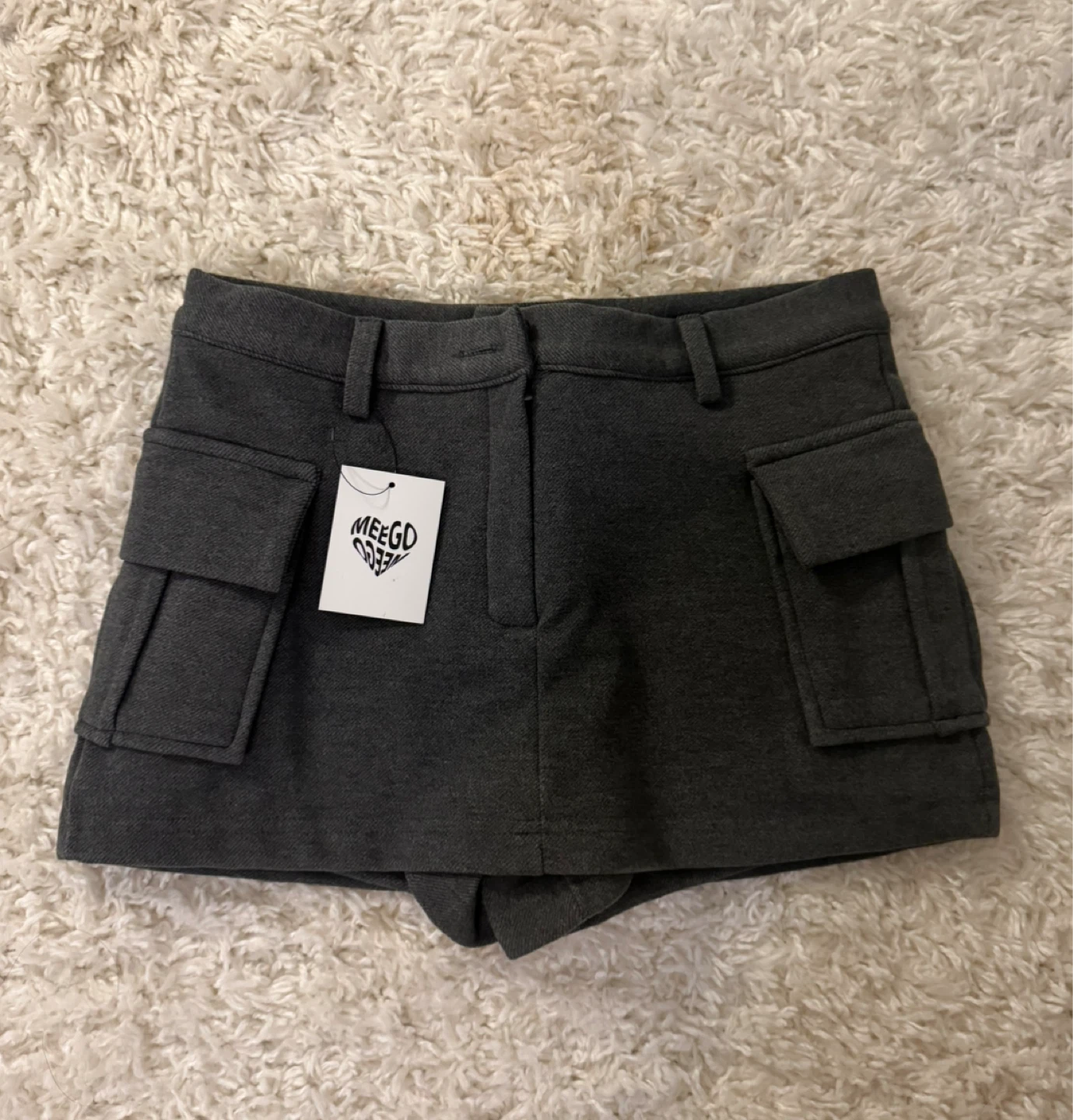Charcoal grey cargo skort