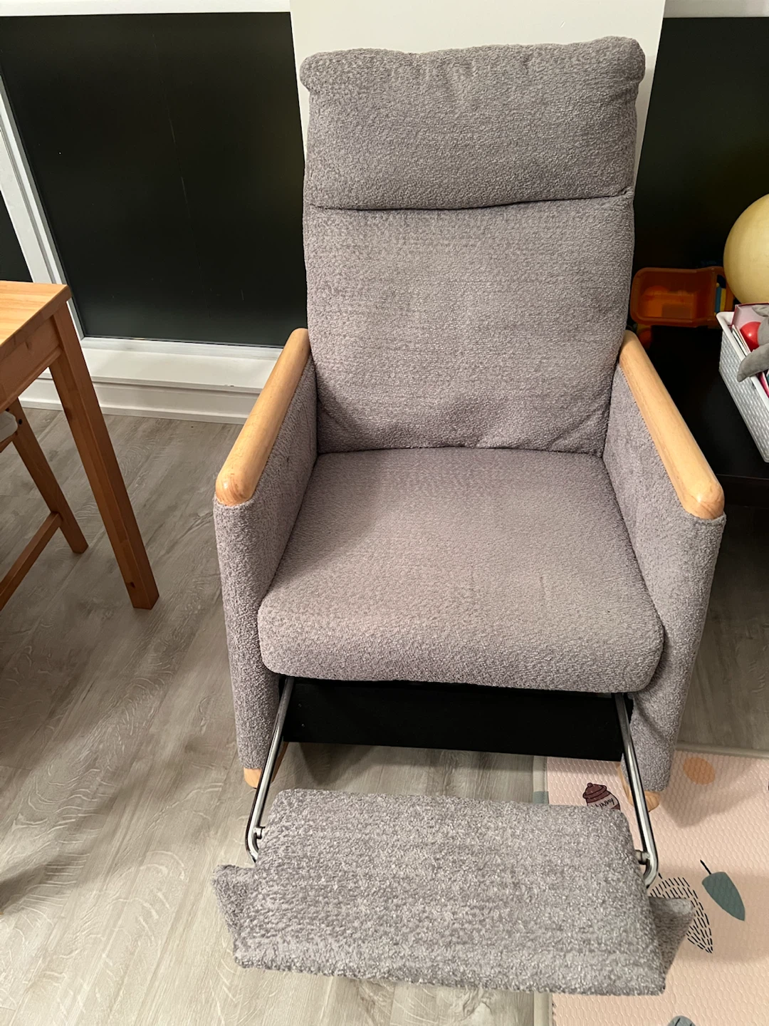 Grey Upholstered Rocking Recliner