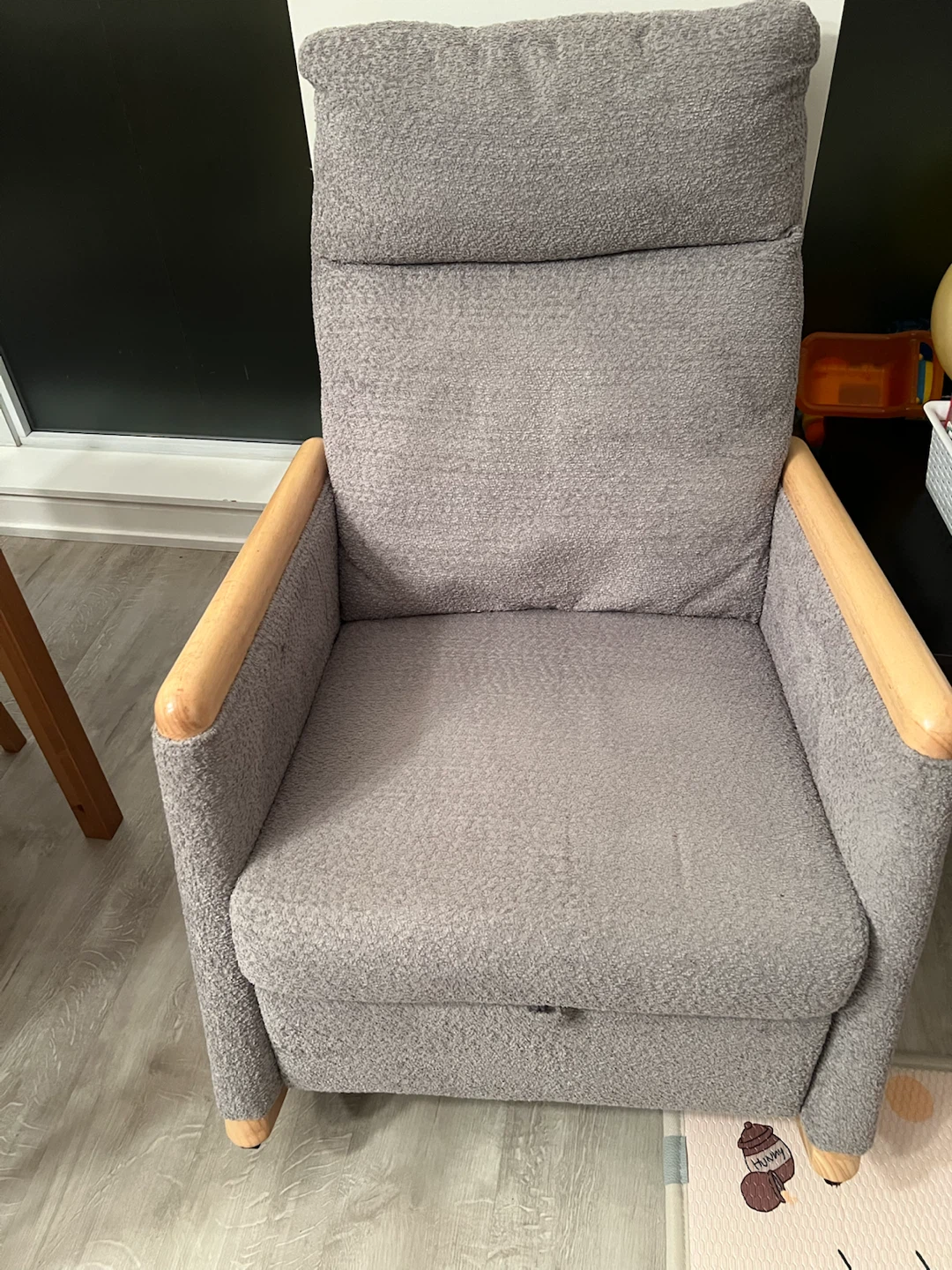 Grey Upholstered Rocking Recliner - photo 2