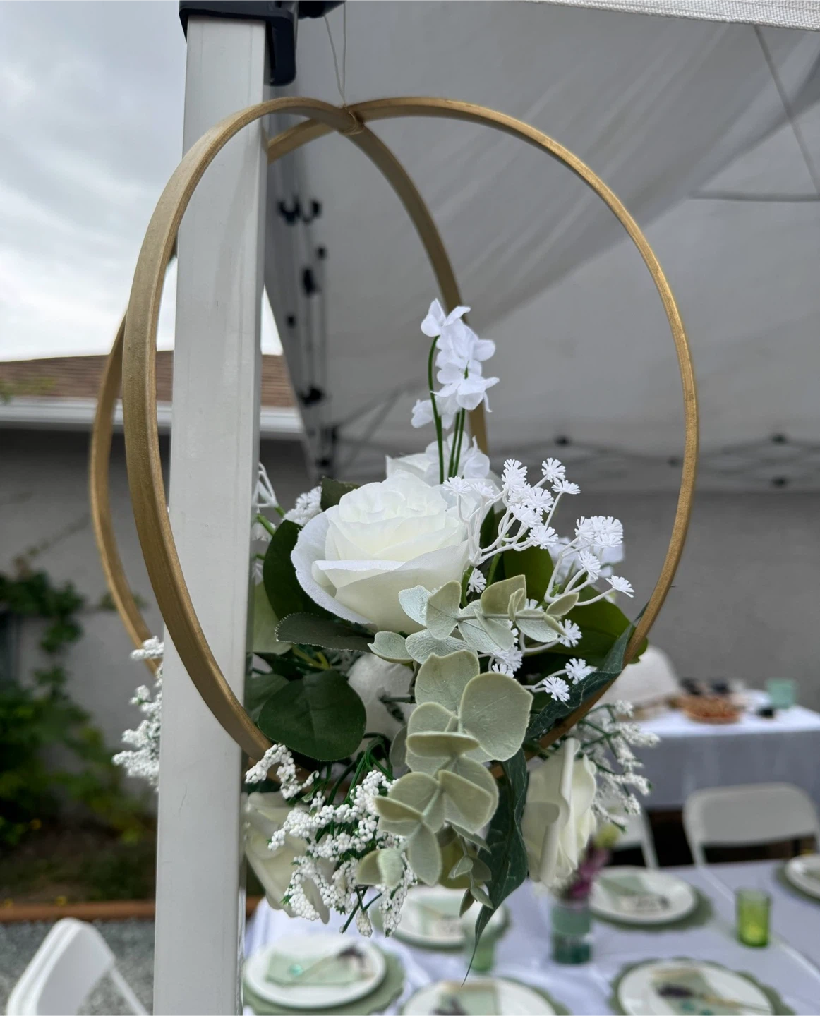 Set of 10 Hanging Floral Hoop Decorations