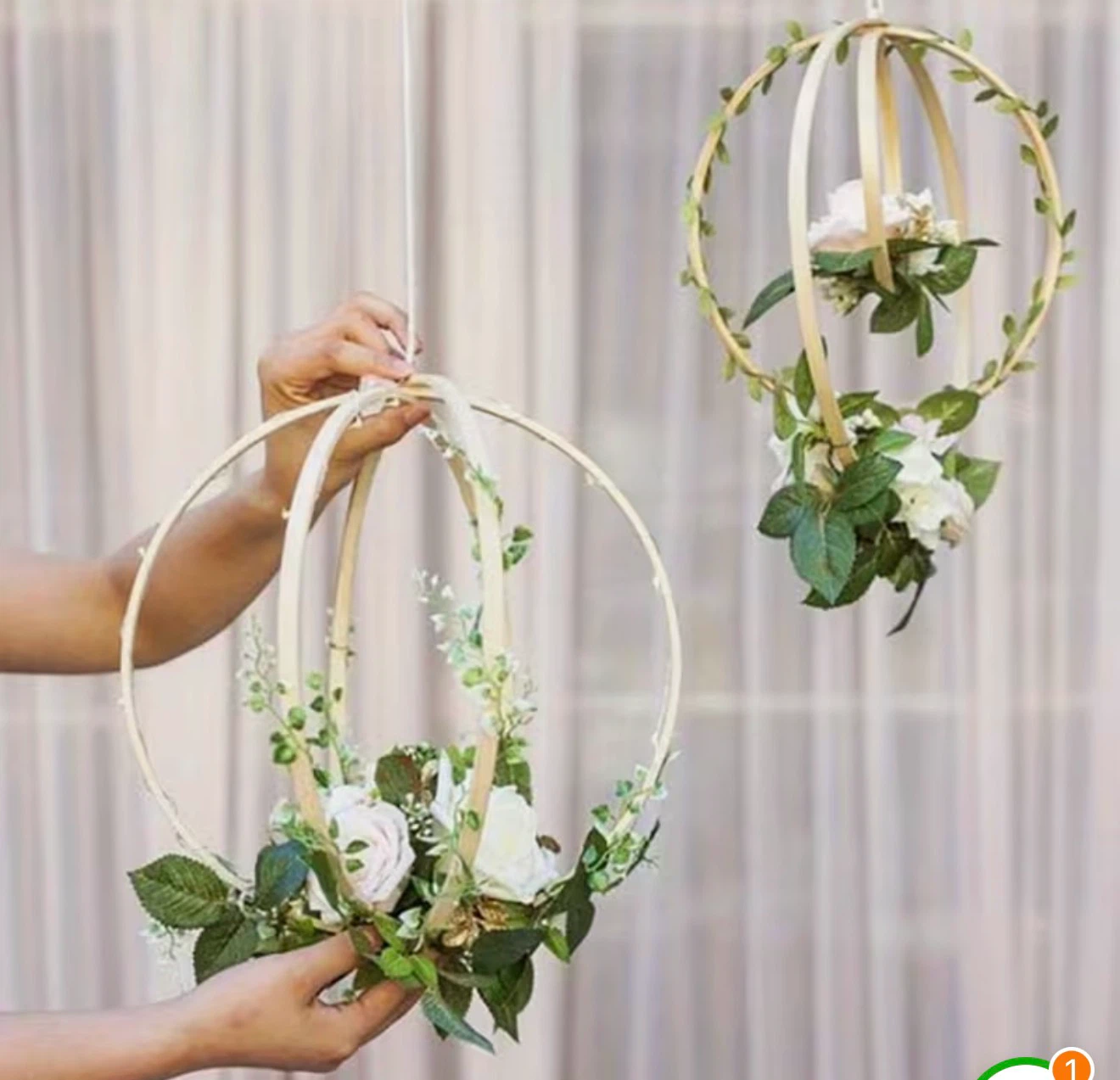 Set of 10 Hanging Floral Hoop Decorations - photo 3