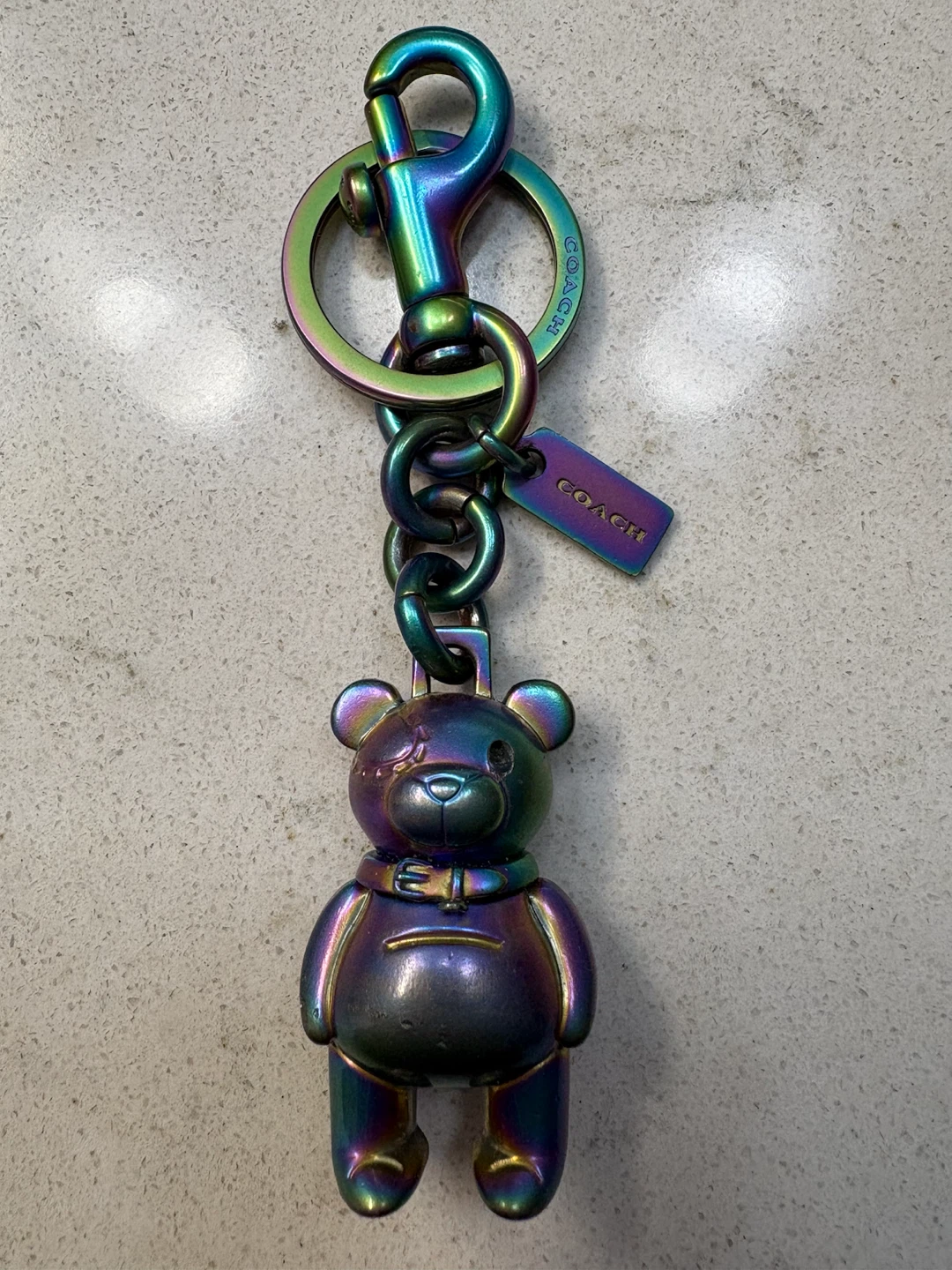 Coach 3D Iridescent Finish Bear Bag Charm & Keyring