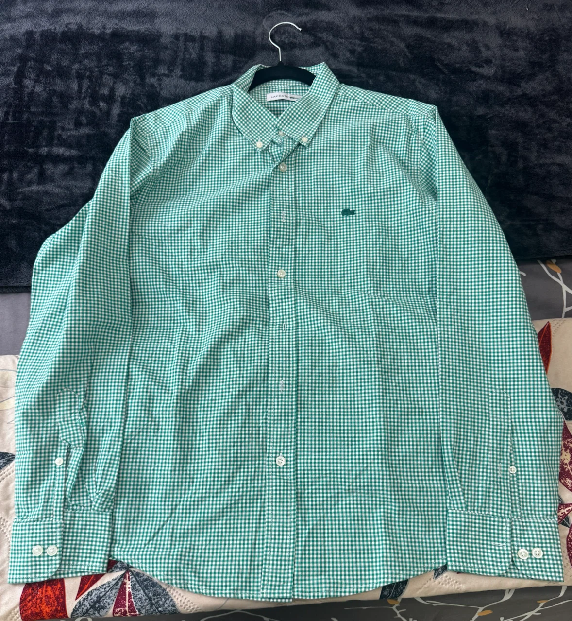 Lacoste Green Gingham Button-Down Shirt