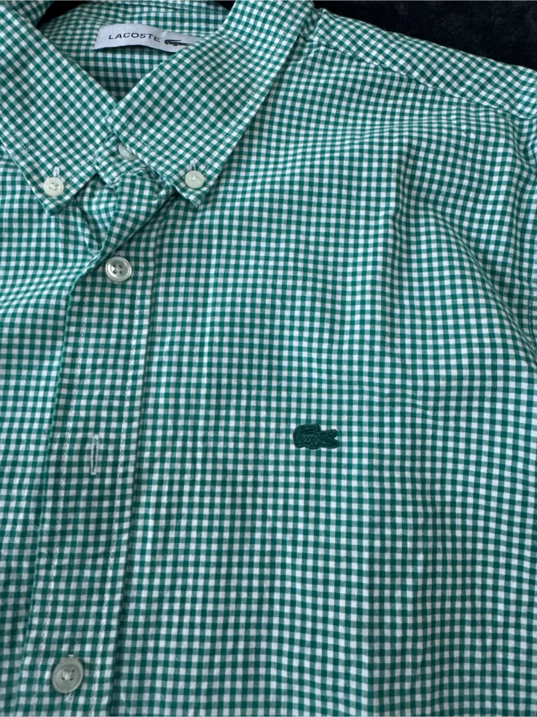 Lacoste Green Gingham Button-Down Shirt - photo 2