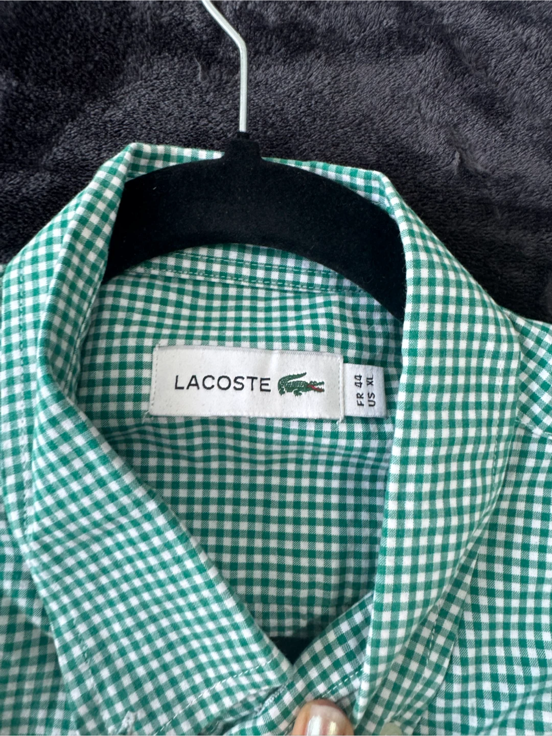 Lacoste Green Gingham Button-Down Shirt - photo 4