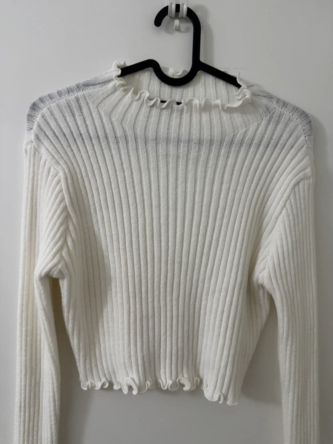 White ribbed long sleeve top - photo 5